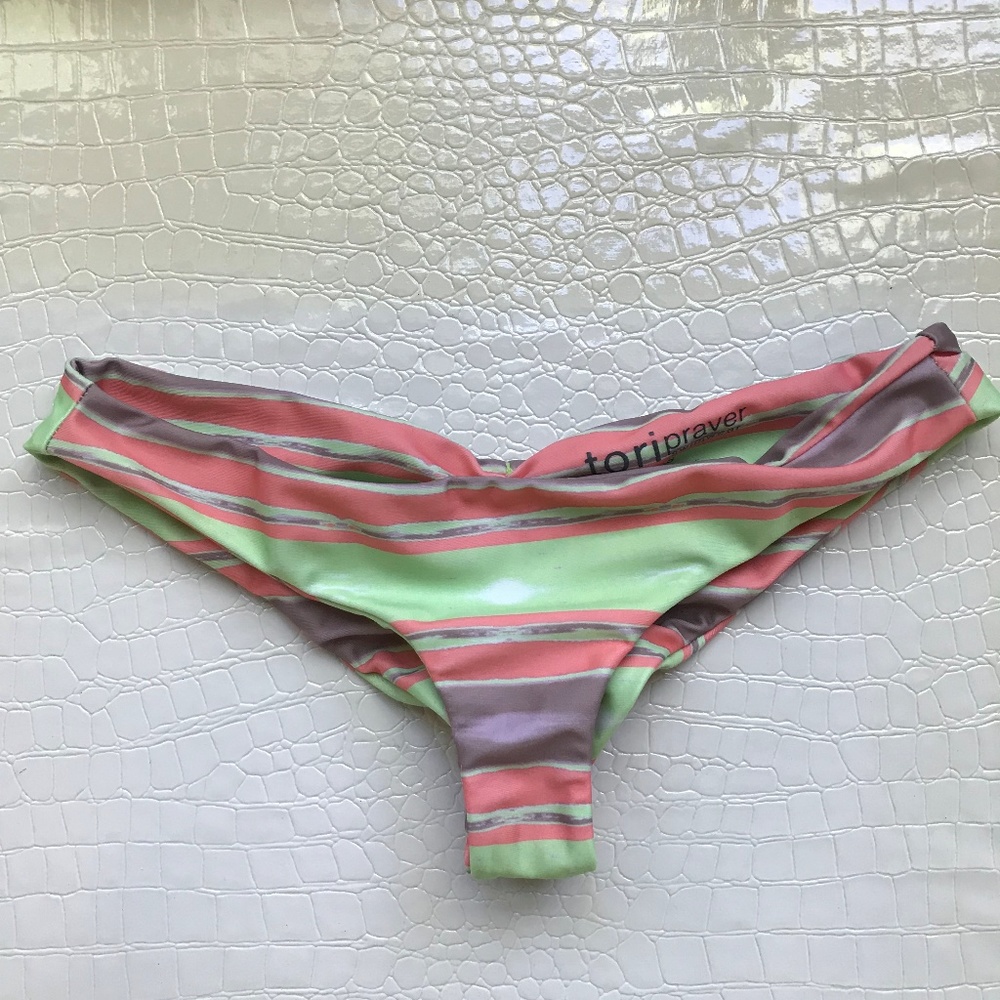Tori Praver striped bikini bottoms size XS